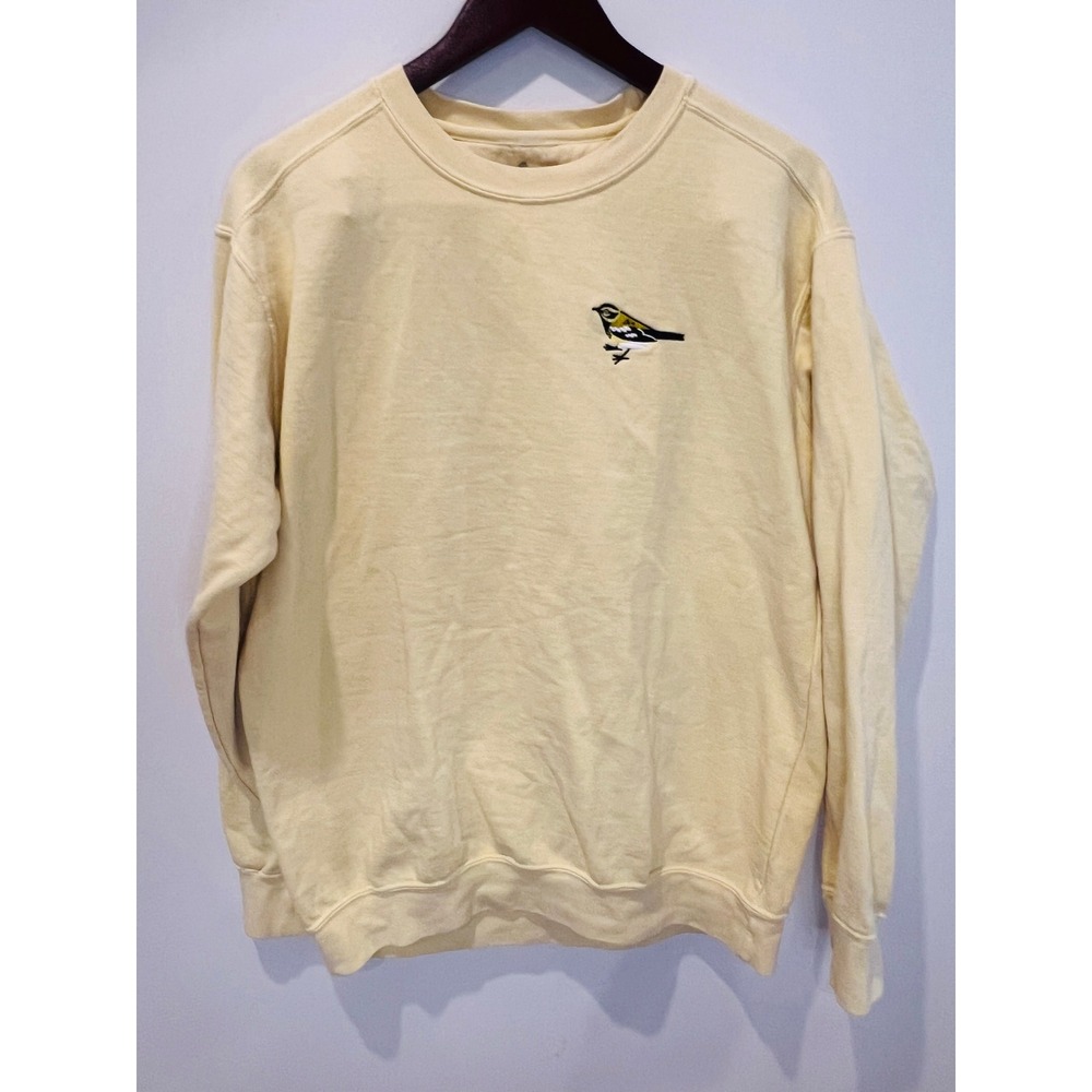 Bird Collective Embroidered Bird Sweatshirt Yellow Crewneck M Comfy